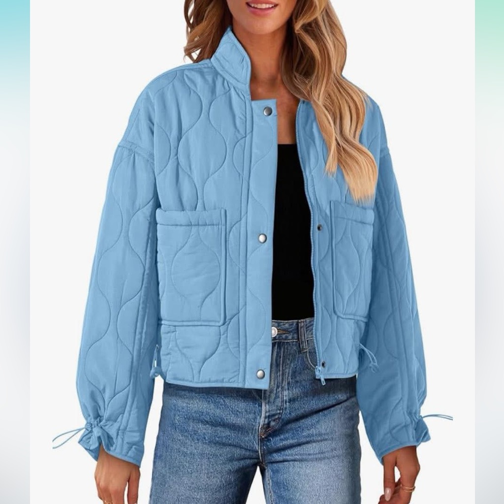 Light Blue Quilted Womens Jacket Light Blue Quilted Womens Jacket